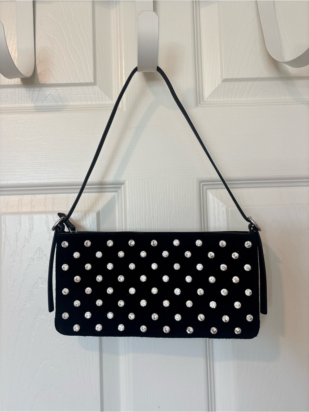 Madewell Black Rhinestone-Embellished Shoulder Clutch